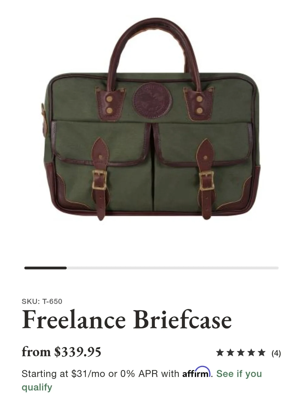 Duluth Pack Canvas and Leather Briefcase Shoulder Bag